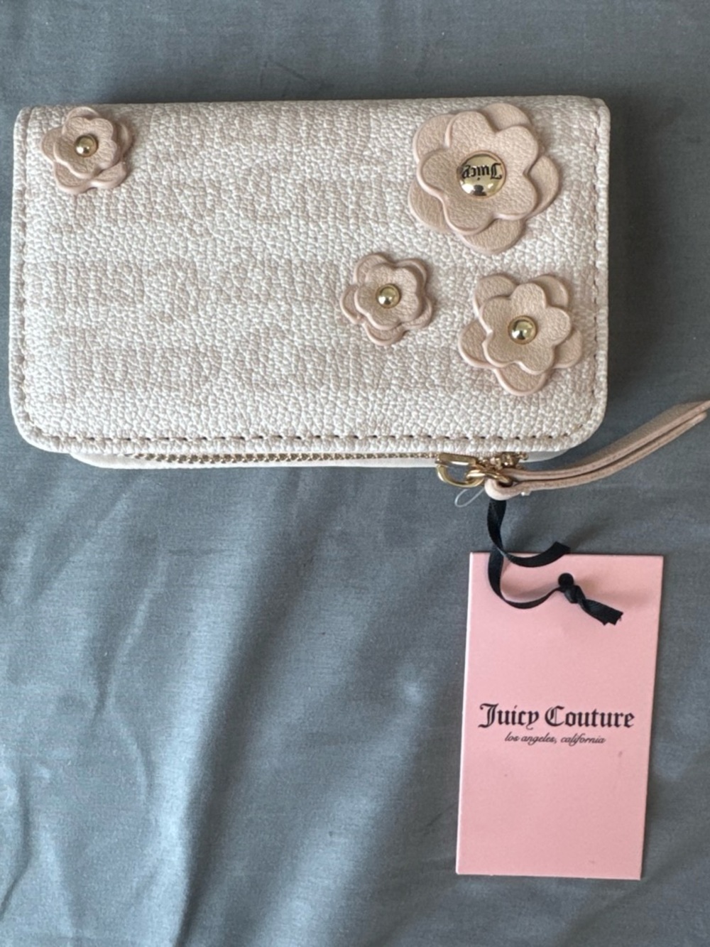 Juicy Couture Pale Pink Floral Wristlet Clutch